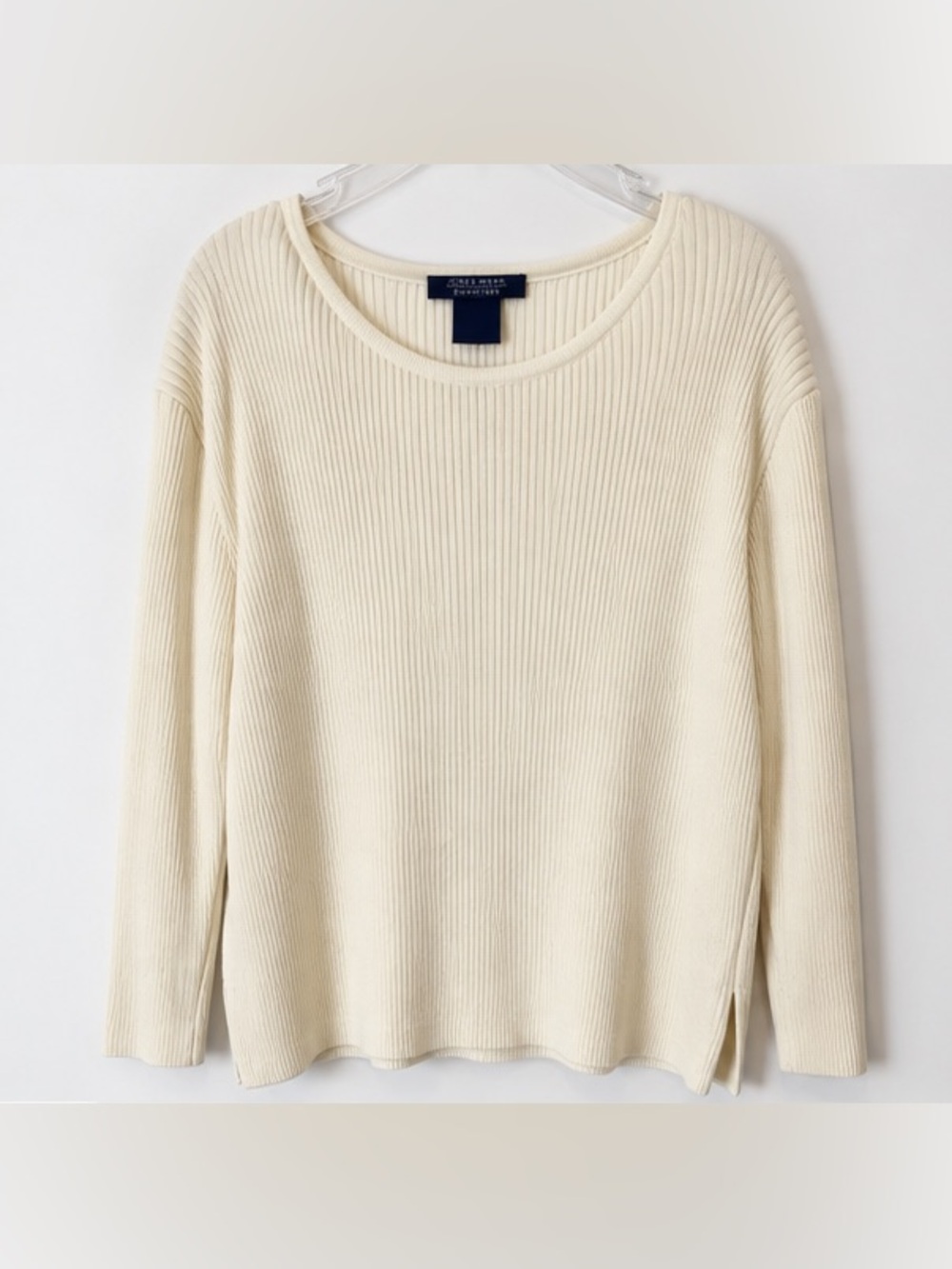 Jones Wear Essentials XL Cream Ribbed Knit Sweater